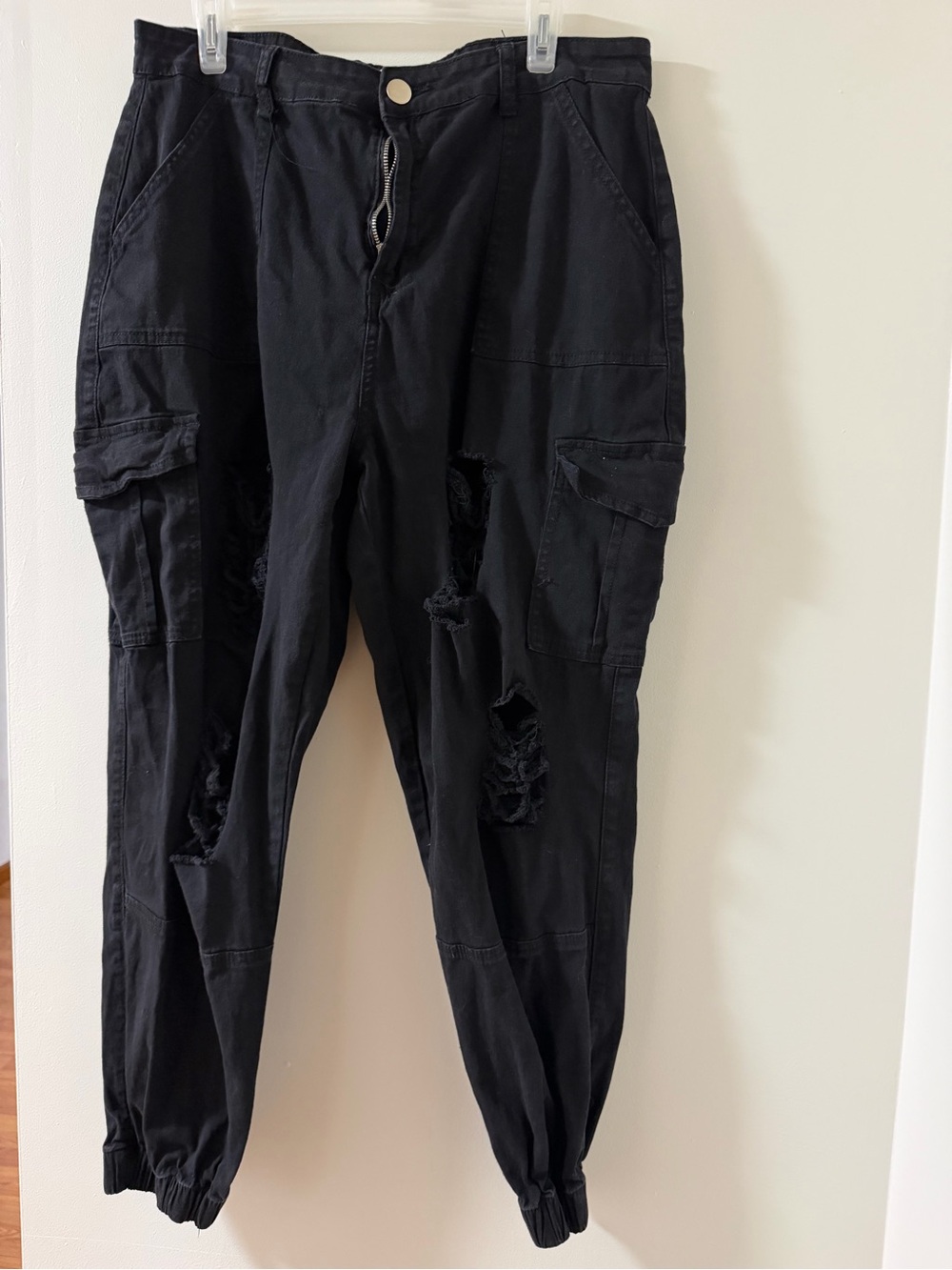 Rue21 Black Distressed Cargo Pants